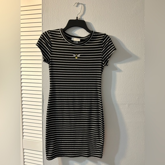 Black and White Stripped Mini Dress - Picture 1 of 3